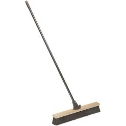 Ability One 60" Medium-Duty Push Broom With Synthetic, Black Bristles