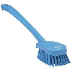 Vikan Stiff Bristle, Long Handled Scrub Brush, 2 X 16.5 Inch, Blue