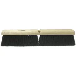 Tough Guy Push Broom: Wood, 16 In Sweep Face, No Handle Broom Handle L, Acme Thread, 3 In Trim Lg