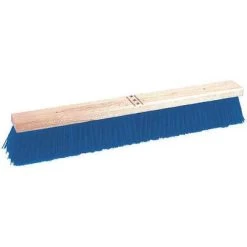 Tough Guy Push Broom: Wood, 30 In Sweep Face, No Handle Broom Handle Lg, Bolt-On, 3 In Trim Lg, Blue