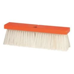 Tough Guy Push Broom: Wood, 16 In Sweep Face, No Handle Broom Handle Lg, Bolt-On, 4 In Trim Lg