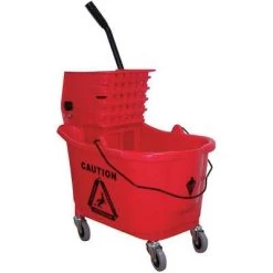 Tough Guy 8-3/4 Gal. Mop Bucket With Side Press Wringer; 34-3/4" H X 24-1/16" L X 16-17/32", Red