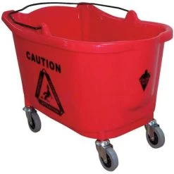 Tough Guy Mop Bucket: Red, Plastic/Polypropylene, 3 In, Rectangular, 13 15/32 In Bucket/Pail Ht