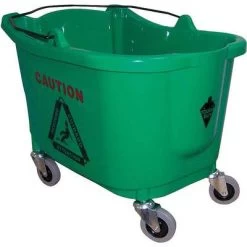 Tough Guy Mop Bucket: Green, Plastic/Polypropylene, 3 In, Rectangular, 13 15/32 In Bucket/Pail Ht