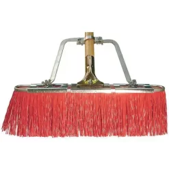 Tough Guy Push Broom: 17 In Sweep Face, Stiff, Synthetic, Orange Bristle, 4 1/4 In Bristle Lg, Wood