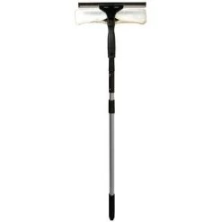 Tough Guy 10"W Straight Rubber Window Squeegee With Handle, Black/Silver