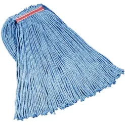 Rubbermaid Wet Mop: Synthetic, 18 Oz. Dry Wt, 1 In Headband Size, Blue, 12 PK
