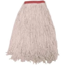 Tough Guy Wet Mop: Polyester, 24 Oz. Dry Wt, 1-1/4 In Headband Size, Beige, Clamp Connection