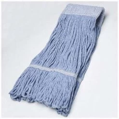 Ability One Wet Mop: Rayon, 16 Oz Dry Wt, Blue, Quick Change Connection, Launderable, Loop Mop End