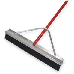 Tough Guy Push Broom: 28 In Sweep Face, Stiff, Synthetic, Black Bristle, 3 In Bristle Lg, Aluminum