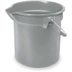 Rubbermaid Bucket: 2 1/2 Gal Bucket Capacity, HDPE, Gray