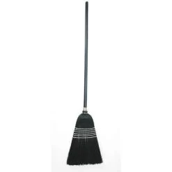 Tough Guy Corn Broom: 11 In Sweep Face, Soft/Stiff Combo, Natural, Black Bristle, 17 In Bristle Lg