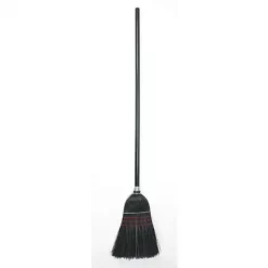 Tough Guy Corn Broom: 10 In Sweep Face, Soft/Stiff Combo, Synthetic, Black Bristle, 11 In Bristle Lg
