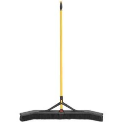 Rubbermaid 58" Medium-Duty Synthetic Push Broom With Synthetic, Black Bristles