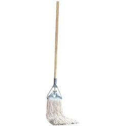 Zep Wet Mop: Cotton, 24 Oz. Dry Wt, 1 In Headband Size, Beige, Clamp Connection, Cut Mop End, 12 PK