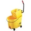 Rubbermaid Mop Bucket And Wringer: 8 3/4 Gal Capacity, Yellow, Side Press