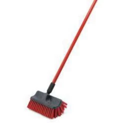 10 "L Recycled PET Long Handle Scrub Brush, Red