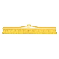 Tough Guy Broom Head: Plastic, 24 In Sweep Face, No Handle Broom Handle L, Acme Thread, Yellow