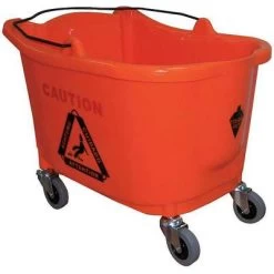 Tough Guy Mop Bucket: Orange, Plastic/Polypropylene, 3 In, Rectangular, 13 15/32 In Bucket/Pail Ht