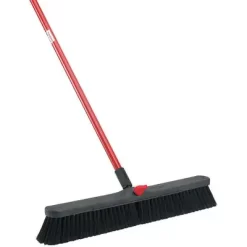 Libman Push Broom: Black Bristle, 60 In Handle Lg, Steel