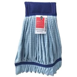 Tough Guy Wet Mop: Microfiber, 12 Oz. Dry Wt, 5 In Headband Size, Blue, Quick Change Connection