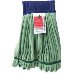 Tough Guy Wet Mop: Microfiber, 12 Oz. Dry Wt, 5 In Headband Size, Green, Quick Change Connection