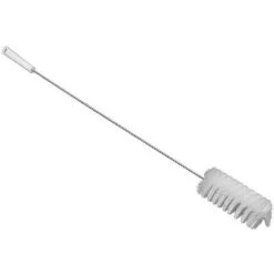 Vikan Tube And Valve Brush: Straight Handle, Polyester Bristle, White, 3 In Brush Dia, Polypropylene