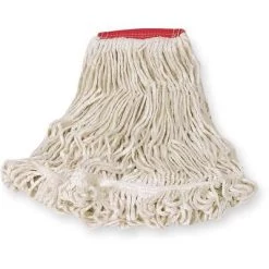 Rubbermaid Wet Mop: Cotton, 18 Oz. Dry Wt, 5 In Headband Size, White, Launderable