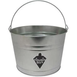 Tough Guy Pail: 4 19/64 Gal Bucket Capacity, Galvanized Steel, Silver
