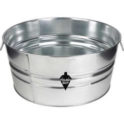 Tough Guy Utility Tub: 17 Gal Bucket Capacity, Galvanized Steel, Silver