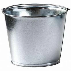 Tough Guy Mop Bucket: Silver, Galvanized Steel, Round, 7 In Bucket/Pail Ht
