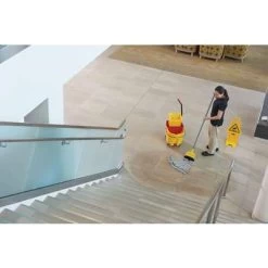 Rubbermaid Mop Bucket And Wringer: 8 3/4 Gal Capacity, Yellow, Side Press -Cleaning tool store PI Asset 1988858