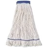 Mop Head: Launderable, Cotton/Synthetic, White, Loop Mop End Type, 12 PK