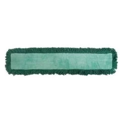 Tough Guy Dust Mop: Tabs/Pockets, Microfiber, 36 In Wd, 5 In Dp, Launderable, Green, Slide On