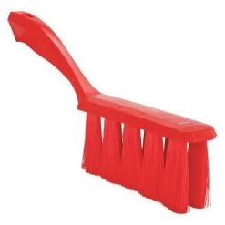 Vikan Bench Brush: Soft, Polyester Bristle, 7 In Handle Lg, 6 1/2 In Brush Lg, Red