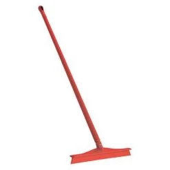 Vikan 24 Inch Single Blade Rubber One-Piece Floor Squeegee With 59 Inch Polypropylene Handle, Red