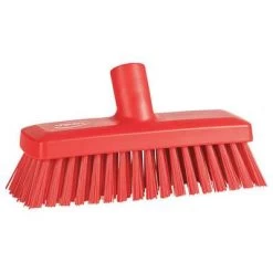 Vikan Stiff Bristle Compact Wall/Deck Scrub Brush Head, 9 X 3 Inch, Red