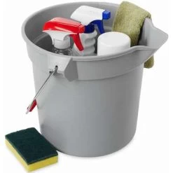 Rubbermaid Bucket: 2 1/2 Gal Bucket Capacity, HDPE, Gray -Cleaning tool store PI Asset 965190