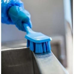 Vikan Wide Stiff Bristle, Short Handled Scrub Brush, 3 X 10 Inch, Blue -Cleaning tool store PI Asset 978105