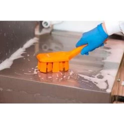 Vikan Wide Stiff Bristle, Short Handled Scrub Brush, 3 X 10 Inch, Blue -Cleaning tool store PI Asset 978106